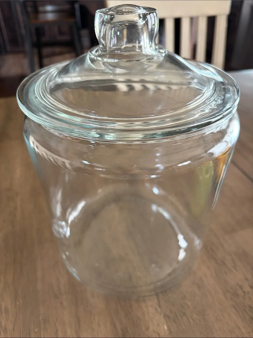 Anchor Hocking Clear Glass Jar with Green and Yellow Accents